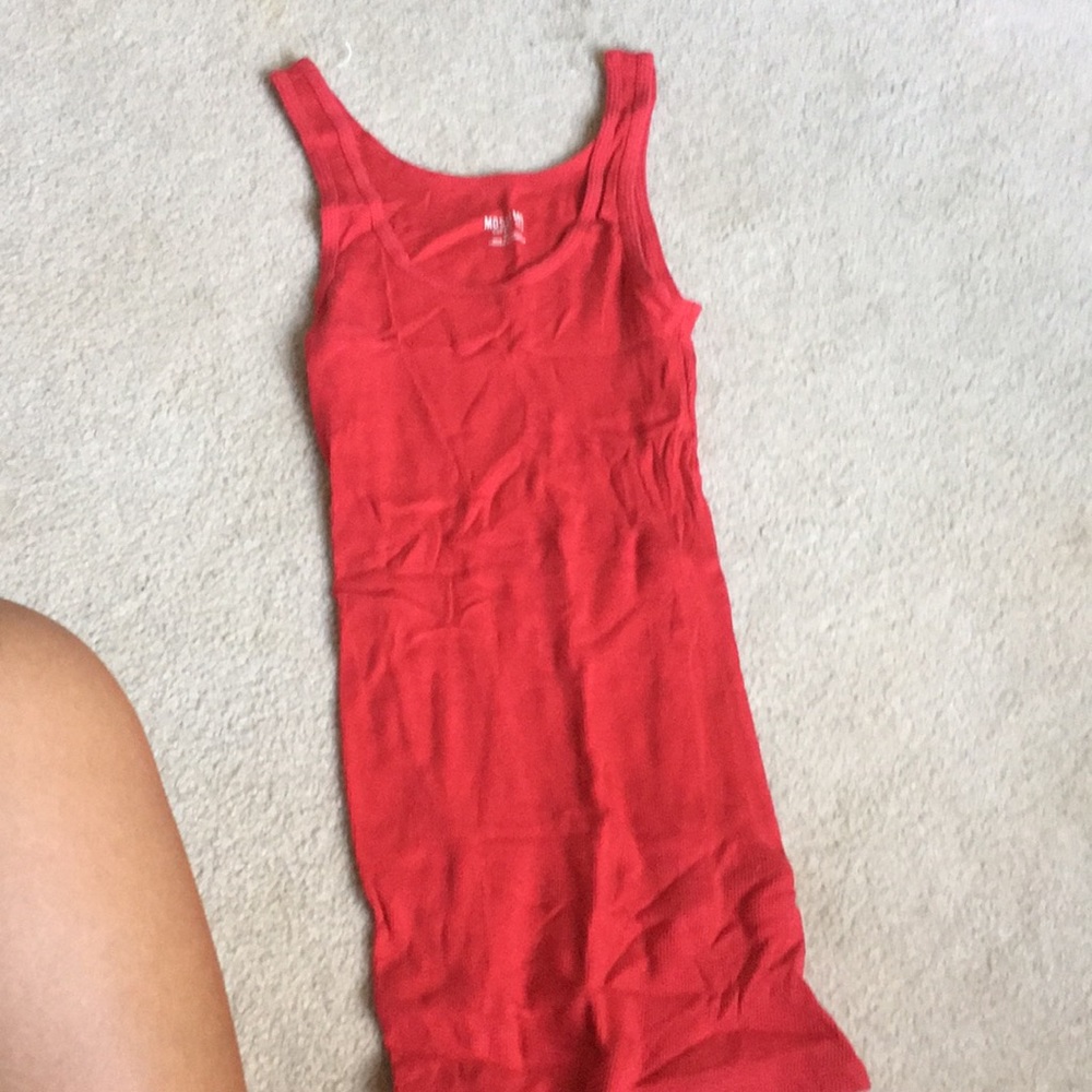 Red basic ribbed tanktop